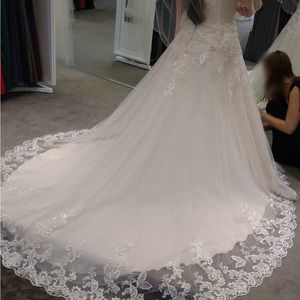 Off-White Ombre Wedding Dress and Rose Gold Veil